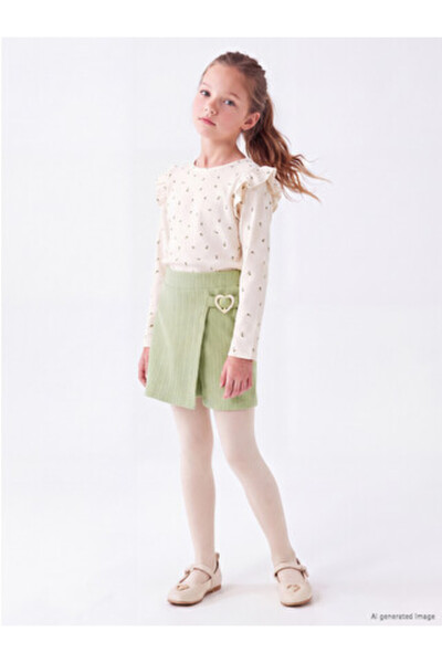 LC Waikiki Ecru Ruffled Floral Girl's Shorts Set
