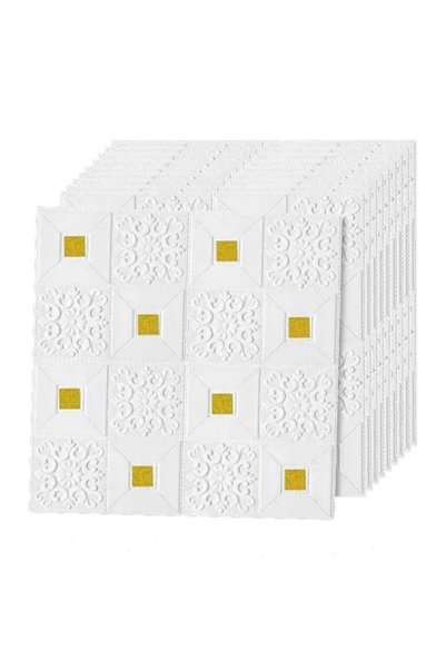 Tapetoo Home Decor Set de 50 de piese de tapet decorativ 3D autoadezive cu pă...