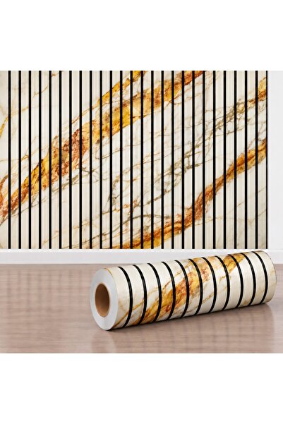 Tapetoo Home Decor Tapetoo ®   Rolă autoadezivă 3D cu lamele, Marmură albă cu...