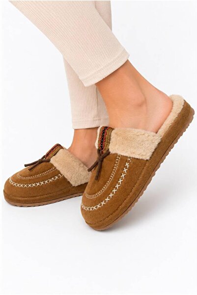 FEMME FATALE Embroidered Tassels, Fur and Plush Inside, Women's Home Slippers