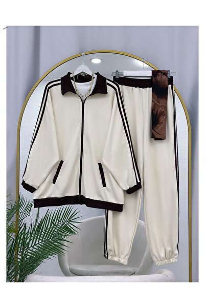 YEDİLALE Shirt Collar Striped Sports Dual Set [Excluding Shawl]