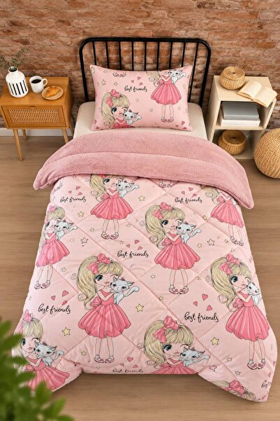 argehome Tek Kişilik Çift Taraflı Peluş Welsoft Pufidik Yorgan Seti (Yorgan +...