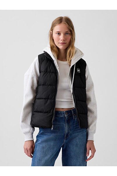 GAP Kadın Siyah Relaxed Puffer Şişme Yelek