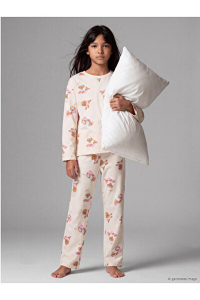 LC Waikiki Pembe Bisiklet Yaka Kız Çocuk Pijama Takım
