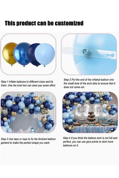 SDCNT Navy Blue Gold Balloon Garland Arch Kit with Balloon Strip & Glue Dots,...