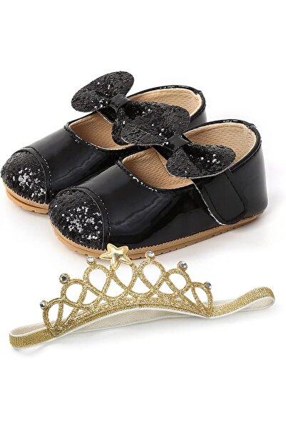 GENERAL Baby Girls Mary Jane Flats with Bownot Non Slip Soft Sole PU Leather ...