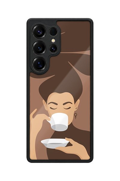 BGAKSESUAR Samsung Galaxy S25 Ultra Compatible Coffeewoman Patterned Shockpro...