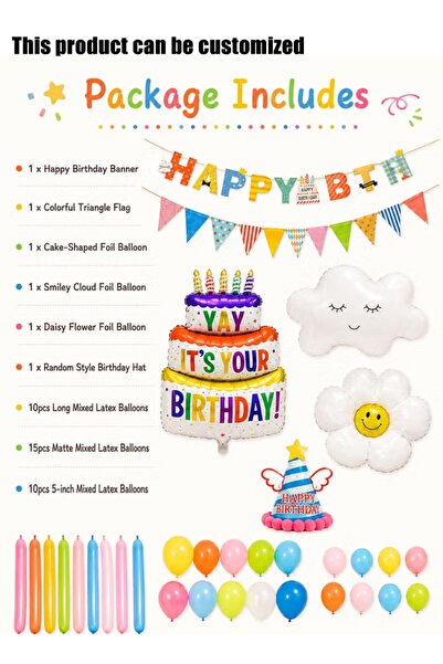 SDCNT Complete Kids Birthday Party Supplies Set, Happy Birthday Banner, Cake ...