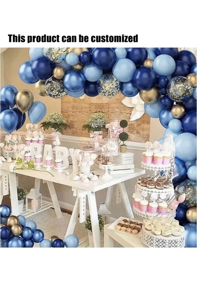SDCNT Navy Blue Gold Balloon Garland Arch Kit, Blue Balloon Set with Gold Met...