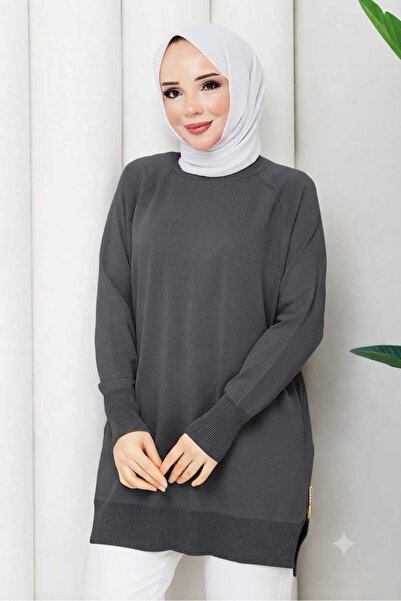 Pamuk Butik Kadın Yandan Fermuarlı Rayon Merserize Triko Tunik