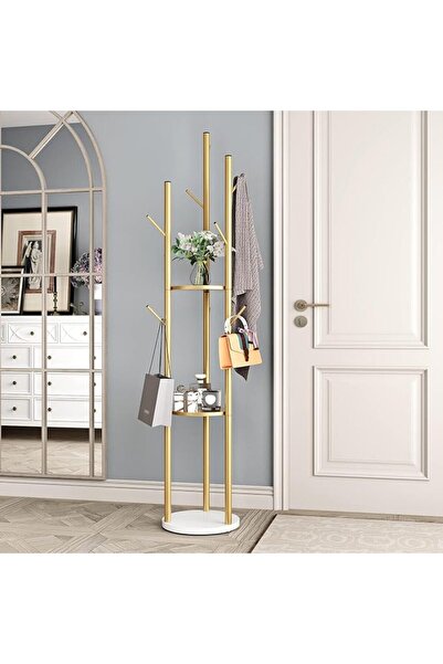 AOHRYME Metal Coat Racks, Metal Coat Racks Freestanding with Crossbar and 3 H...