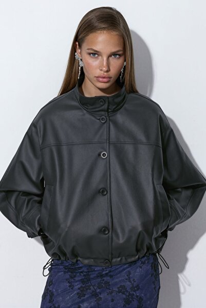 Hiccup Faux Leather Bomber Jacket