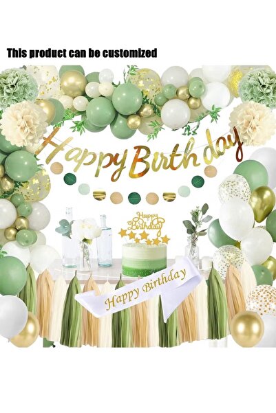 Generic Brand Balloon Garland Kit with Happy Birthday Banner, Cake Topper, Pa...