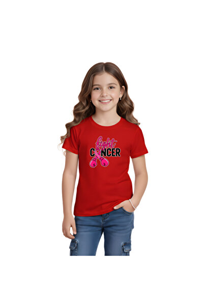 PRINTSHOP4ME BreastCancer Awareness Kids T-Shirt For Girls–FEARLESS Printed Short Sleeve Tee–Round Neck Cotton T-Shirt
