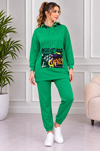 CNG MODA Printed Hooded Graffiti Pattern Youth Tracksuit Set