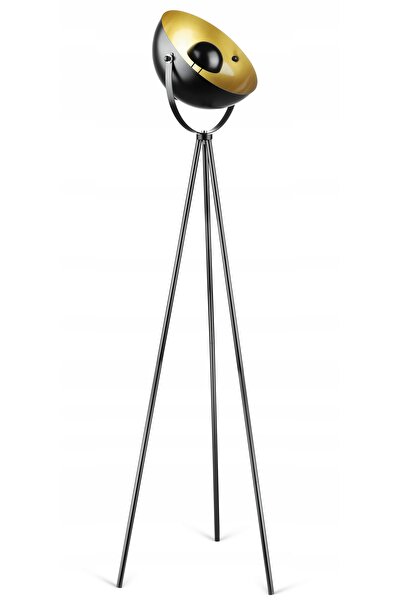 Interlook Lampadar modern tip trepied din metal, auriu, stil loft, 154cm, E27