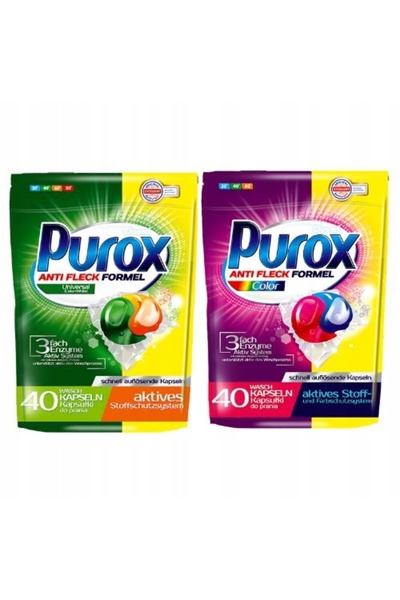 Purox Capsule de spălare universal duo caps universal 2 x 40 bucăți
