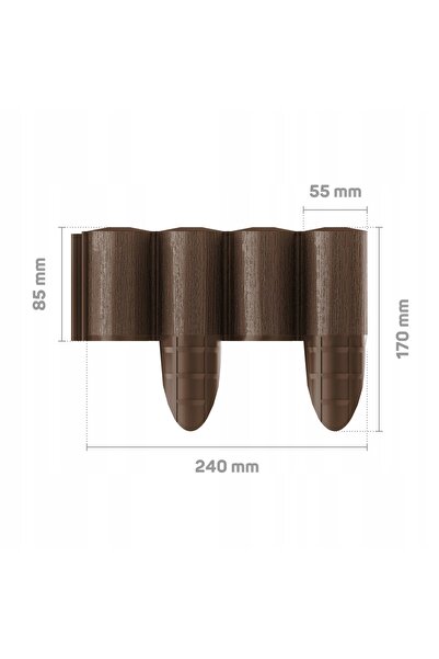 Cellfast Gard din plastic tip palisadă, gard din plastic, maro, 2,4m