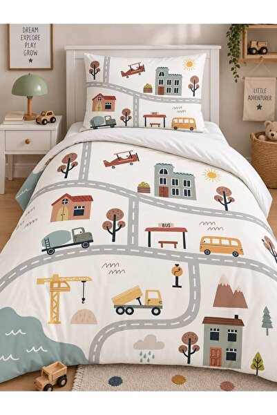 EVSEHOMES Nordic Car and Scoop Design Single Duvet Cover Set (Without Sheets)