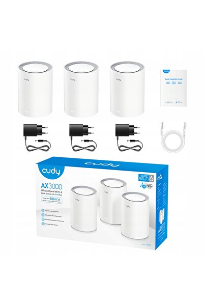 cudy Sistem Mesh M3000 (3000Mb/s a/b/g/n/ac/ax) Pachet de 3