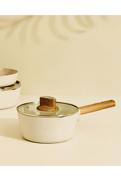 REDTAG Beige Marble Non-Stick Saucepan With Glass Lid 20cm
