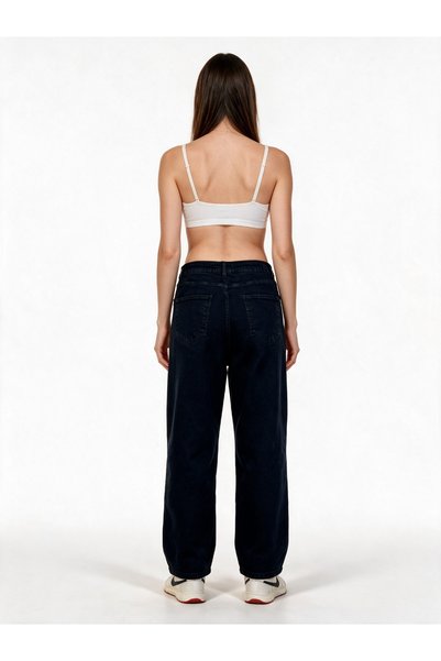 BIG LESSON Women's High Waist Palozzo Loose Trousers Oyulacivert