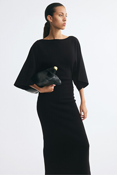 H&M Drapeli Midi Elbise