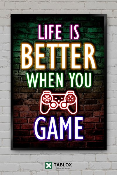 tablomaxtbx Igra Igrači Igra Neon Igrač Umjetnički poster Zidni dekor Uramlje...
