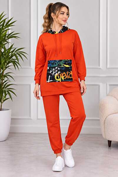 CNG MODA Printed Hooded Graffiti Pattern Youth Tracksuit Set