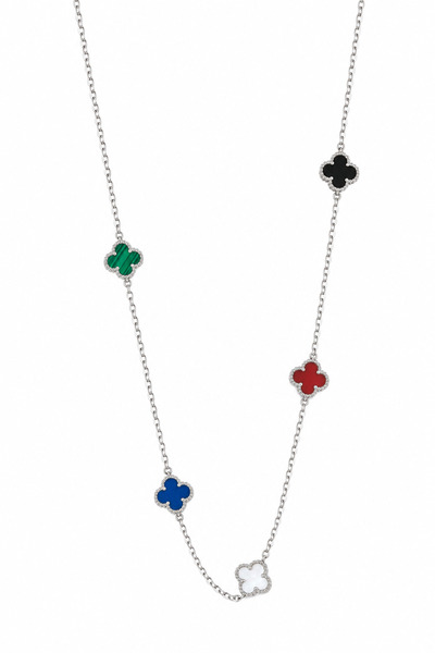 Jack Ferrero Steel Necklace with Colorful Clover Figure - Stylish and Durable...