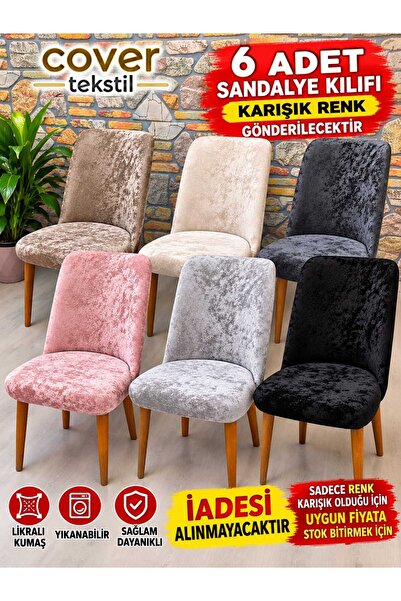COVER TEKSTİL ** 6 ADET KARIŞIK RENK GÖNDERILCEK Sandalye Kılıfı Büyük Ovale ...