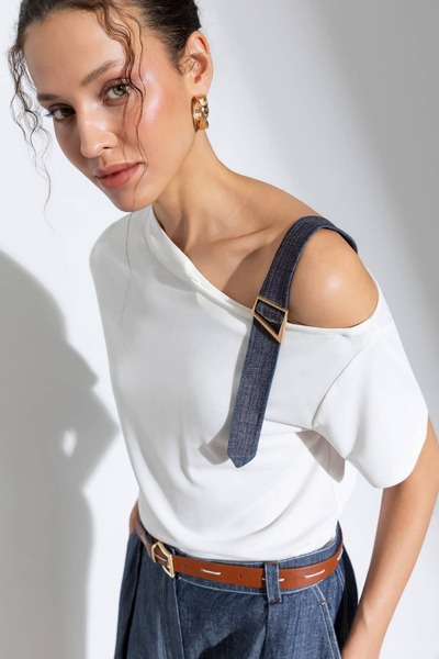 KASHA 26YT012 DENİM GARNİLİ T-SHIRT