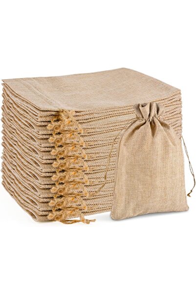 Generic Brand Set de 20 de pungi de iută, cu dimensiuni de 20 x 30 cm, cu șnu...