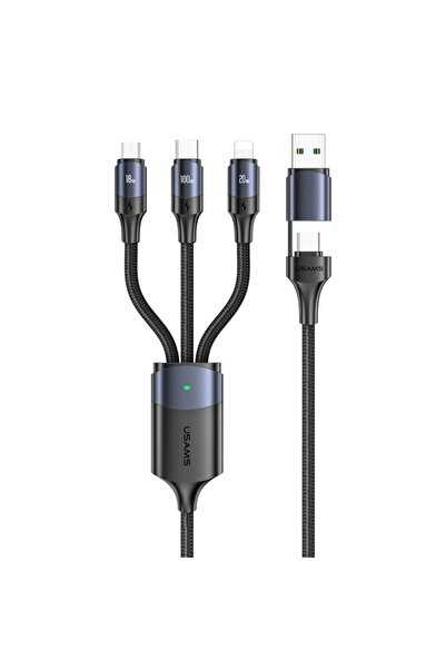 Usams Cablu de date 3 în 1 USB / USB-C la Lightning / Micro-USB / USB-C, 65W,...