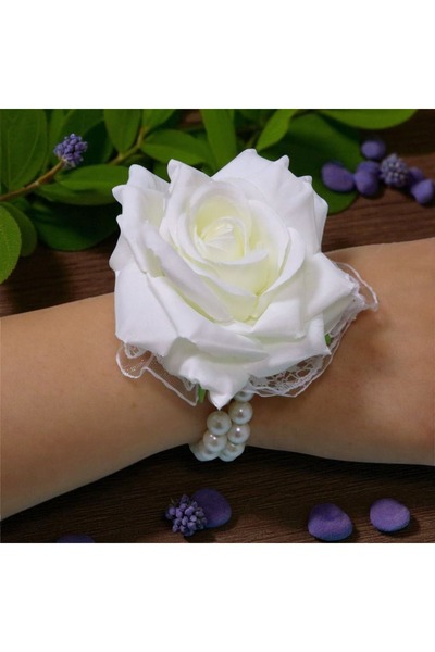 OEM Brățară florală, Corsaj, Nuntă, Domnișoară de onoare, Alb, BD004