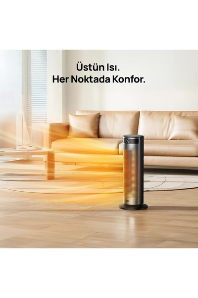 DREO Akıllı Elektrikli Isıtıcı 2000W 5 Kademe Kumandalı 70° Salınım Dijital Termostat