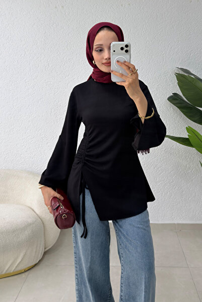 zhrcelebi Drape Detaylı Tunik - SİYAH
