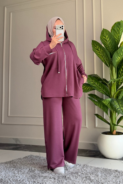 Suede Style 5343 - Set de damă cu glugă, elegant, confortabil, din viscoză mo...