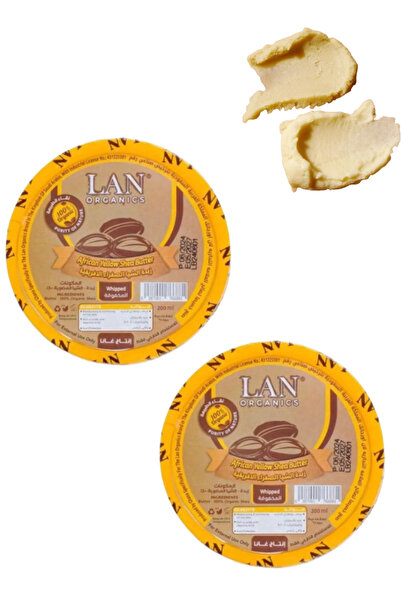 LAN ORGANICS قطعتان من زبدة الشيا الأفريقية البيضاء المخفوقة 200 مل