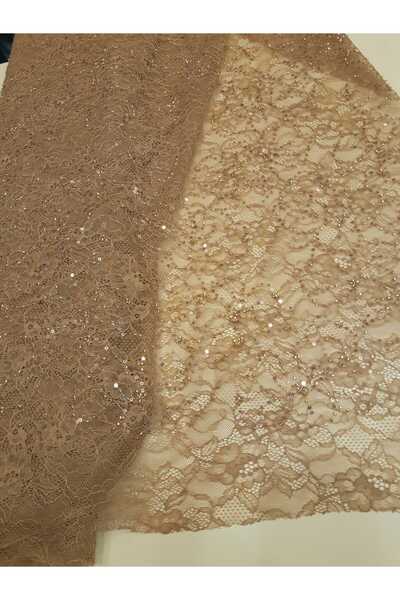 Safir Kumaş Abiyelik Lez Dantel Üzerine Pul İnci Kum Boncuk İşlemeli Kırmızı ...