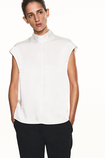 H&M Dik Yakalı Saten Bluz
