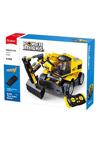 Sluban Set de construcție Power Bricks, 353 piese, Excavator pe roți, E7, cu ...