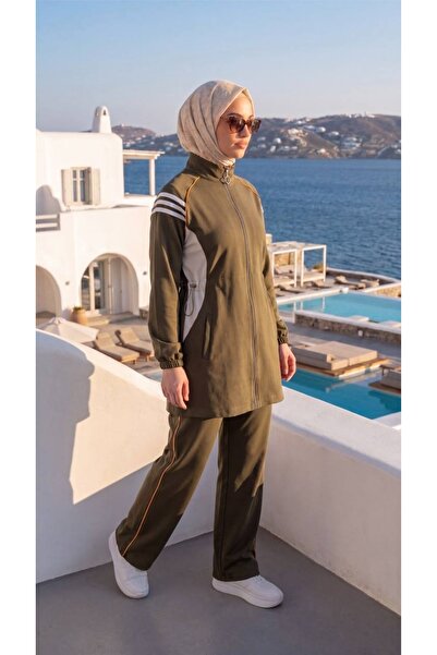 estilowear Women's Hijab Tracksuit Set Zippered Sports Suit Model 3006