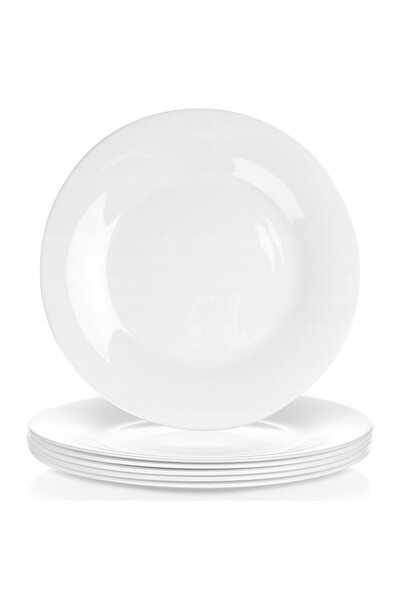 ARTEMİSPAK Set de 6 farfurii de masă mari, plate, albe
