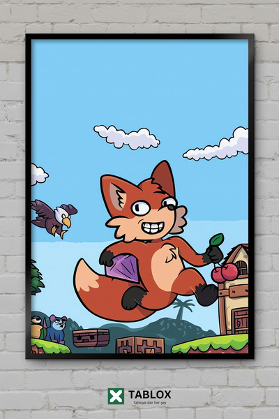 tablomaxtbx Tilki Diyarı Foxy Land Φανταστική αφίσα τέχνης με κορνίζα, διακοσ...