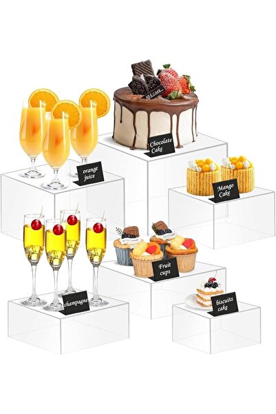 OASISGALORE 6-Piece Acrylic Nesting Risers Set – White Table Stand for Decor ...