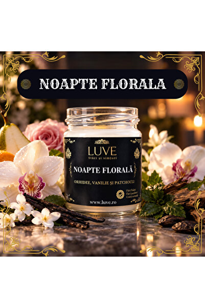 LUVE Lumanare Parfumata - Noapte Florala - Orhidee, Vanilie, Patchouli, 100 g
