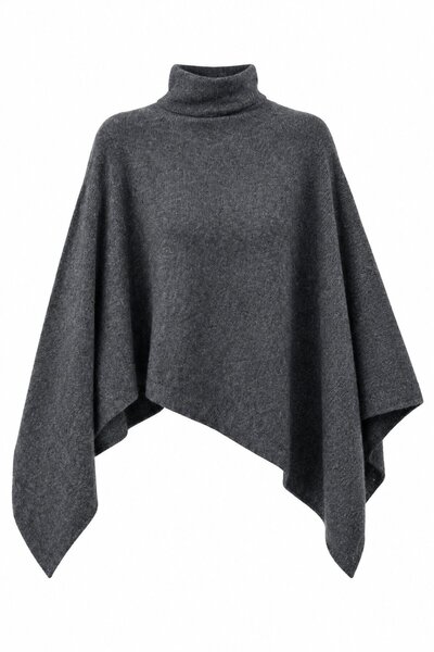 Laluvia Anthracite Asymmetrical Poncho - 0913