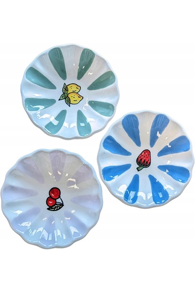 NO BRAND Boluri ceramice pentru gustări și sosuri, Ø 10 cm, set retro cu moti...