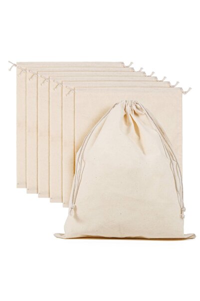 Generic Brand 6 Săculeți din țesătură de bumbac, Săculeți cu șnur de 25x30cm,...